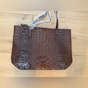 NEW Makcr Joacbv Crocodile Embossing Handbag Purse 17x12” thumbnail 3