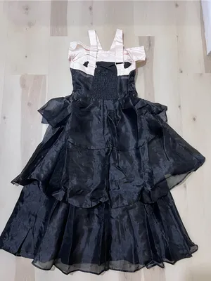 Lulus NWT Women Small Black Cream Satin Ruffle Tiered Midi Dress Balletcore Chic thumbnail 6