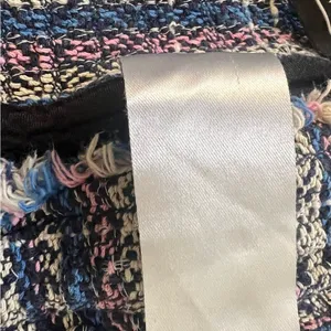 IRO Paris Multi Color Tweed Fringe Collarless Zip Pocket Jacket Blue Pink 36 4 thumbnail 6
