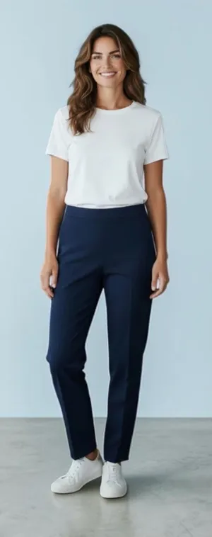 ZARA Navy Straight-Leg Trousers thumbnail 1