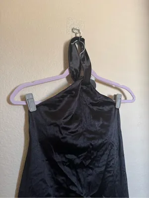Klassy‎ Network Halter Satin Mini Dress Sz L NEW Bra-free Party thumbnail 3