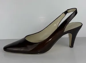 Brown Patent Slingback Heels Size 8.5 Anne Klein thumbnail 1