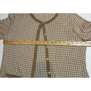 LANDS' END Women's Supima Cotton Cardigan Sweater Long Sleeve Houndstooth LARGE‎ thumbnail 4
