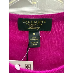 Charter‎ Club Luxury 100% Cashmere Crewneck Sweater Fuchsia Flir Women's Med NWT thumbnail 7