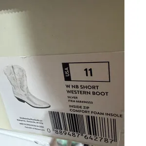 No Boundaries Western Boots Size 11 Metallic Silver Concert Festival Cowgirl thumbnail 8
