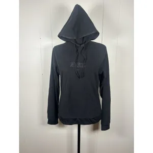 Nike Womens Y2K Black Pullover Hoodie Tonal Logo Fitted‎ NSW center swoosh thumbnail 2