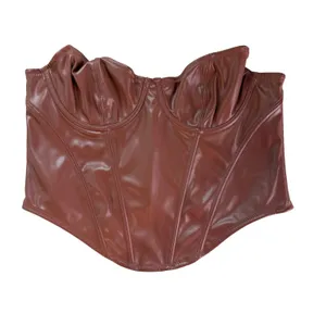 Out From Under Urban Outfitters Osanna Faux Leather‎ Corset Women L Brown Boho Festival Biker thumbnail 2