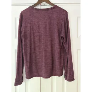 Bombas‎ Womens Long Sleeve Crewneck Top Heathered Plum Purple Activewear Large thumbnail 2