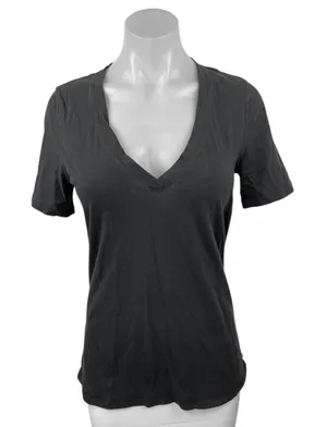 Lululemon Women's Black V-Neck Short Sleeve Slim Casual Tee T Shirt Top Size 4 thumbnail 1