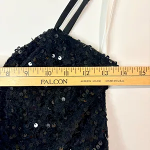 Women’s Velvet Sequin Tiered Mini Dress Black XS Small Party Cocktail thumbnail 5