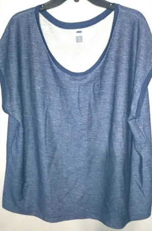 Old Navy XXL Denim Look Stretch Capped Sleeve Top Plus thumbnail 1