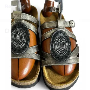 Naot Sarasota Metallic Bronze Leather Sandals Slides Shoes Size 38 L7. thumbnail 4