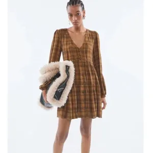 NWT Urban Outfitters Plaid Long Sleeve Babydoll Dress Small thumbnail 2
