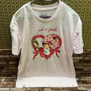 Strawberry Shortcake Pink Graphic T-Shirt with Heart Design size L thumbnail 2