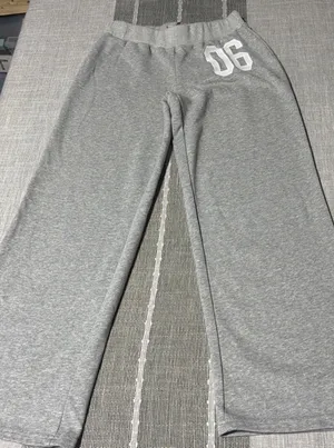 Edikted Womens Small Wide Leg Sweatpants Heather Gray Varsity 06 Y2K Streetwear thumbnail 1