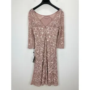 Adrianna Papell Sequin Beaded Boat Neck Dress Cocktail Rose Quartz US 4 NWT thumbnail 13