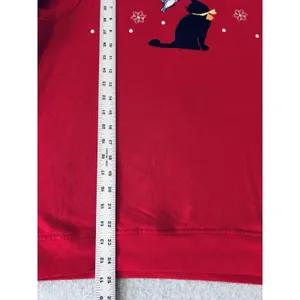Y2K Sweatshirt C&K Designs Crewneck Cottage Granny Winter Black Cat Snow Medium thumbnail 8