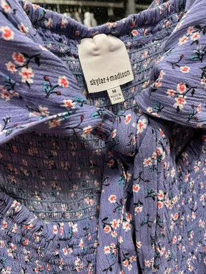 Skylar And Madison Purple Floral Smocked Knot Cutout Romper thumbnail 4