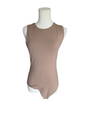 Abercrombie - Soft A&F Sleeveless Bodysuit Taupe Beige Sz M thumbnail 2