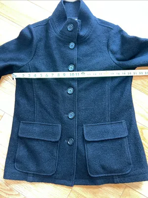 L.L. Bean Black Wool High-Collar Pea Coat with large 2 pockets wardrobe staple thumbnail 6