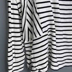 Tribal Black and White Striped Blouse Henley Tunic XL thumbnail 3