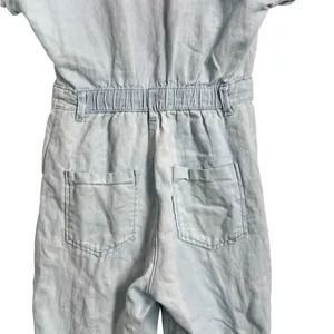 Zara Women’s Blue Denim Cotton‎ Linen Blend Jumpsuit Size Medium thumbnail 6