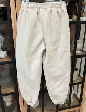 The Happy Camp3r cloud sweatpants beige embroidered soft joggers pockets fleece thumbnail 5