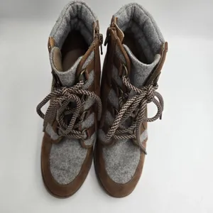 R2 Wenda Wedge Ankle Boots Womens 7M Brown Gray Cottagecore Combat Style Lace Up thumbnail 4