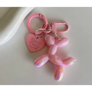 NEW‎ Pink Balloon Dog Keychain Heart Charm Keyring Cute Y2K thumbnail 6