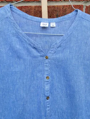 Gap sleeveless Blue linen top Large thumbnail 2