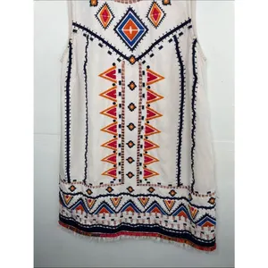 Anthropologie Akemi + Kin Reagan Mini Sleeveless Dress Embroidered Linen Size 2P thumbnail 3