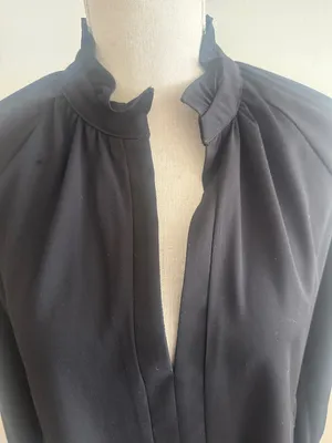 Amanda Uprichard Saffron Dress Black Tiered V neck Size M LIKE NEW! thumbnail 3