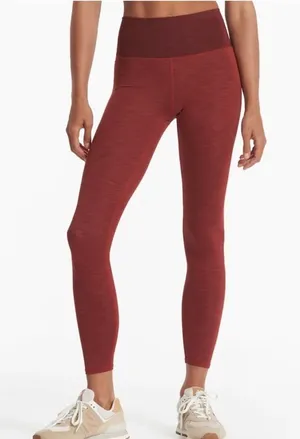 Vuori Lux Rib Studio Leggings Currant Heather burnt red color size large thumbnail 1