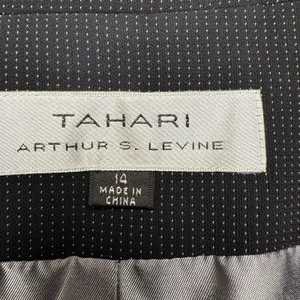 Tahari Arthur S. Levine Womens Black Pindot 4-Button‎ Blazer Jacket Size 14 thumbnail 3