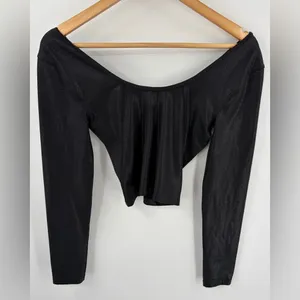 Lululemon women’s align long sleeve cropped black shine performance top size 4 thumbnail 4