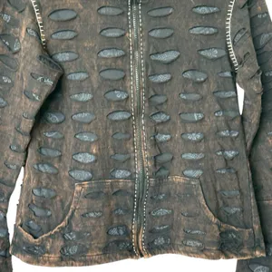 The Pyramid Collection sweatshirt M Y2K Appliqués Cutwork Zip Front whimsigoth thumbnail 6