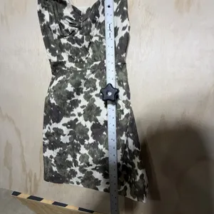 J.Crew Strapless Floral Dress‎ Size 2 Mini Cotton Green White Summer thumbnail 4
