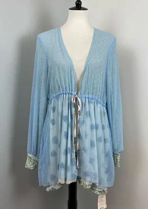 We are HAH Blue Make it a Double Reversible Lace Robe Medium Hot As Hell thumbnail 1
