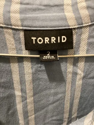 torrid Light Blue & White Striped Button-Front Maxi Dress thumbnail 2