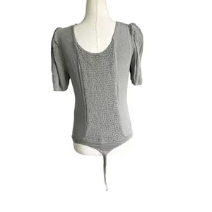 Abercrombie & Fitch Gray Dotted V-neck Bodysuit Women's Top Size Medium | 2-8 thumbnail 2