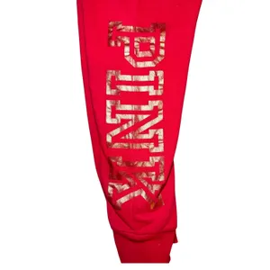 Victoria's Secret PINK Joggers Womens Medium Red Gold LOGO Graphic Sweatpants‎ thumbnail 4