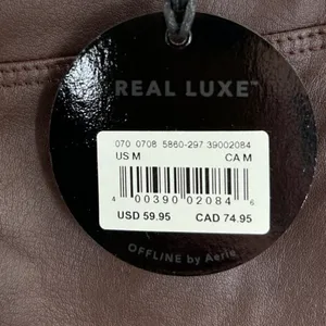 OFFLINE by Aerie Real Luxe‎ Hi-Rise Legging Chocolate Brown Faux Leather Med NWT thumbnail 5