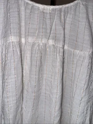 Aerie Magic Hour White Gold Striped Tie-Shoulder Cotton Swim Coverup Dress sz M thumbnail 4