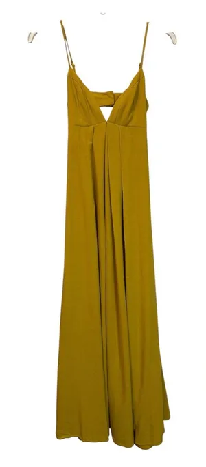 Asos Mustard Yellow Spaghetti Strap Maxi Dress thumbnail 1