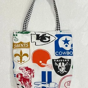 Vintage NFL Team Logo Canvas Tote Bag Retro Football Handmade Handbag thumbnail 7