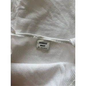 Aritzia Sunday Best White Ribbed Ruffle Strap Mini Dress Size XS thumbnail 2