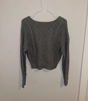 Gray Cable Knit Oversized Sweater thumbnail 2