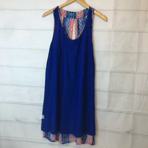 Umgee boho sleeveless striped Aztec print lace back keyhole flowy mini dress thumbnail 5