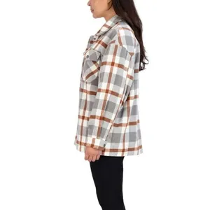 ✨HFX Shirt Sz Medium Jacket Relaxed Fit Drop Shoulder Pockets Gray/Brown✨ thumbnail 3