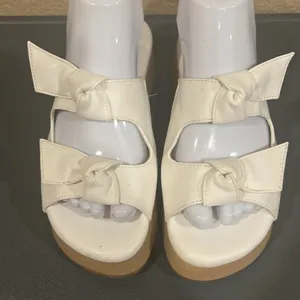Sam & Libby Indie White Platform Sandals Chunky 90s Y2K Wood Wedge 6 thumbnail 6